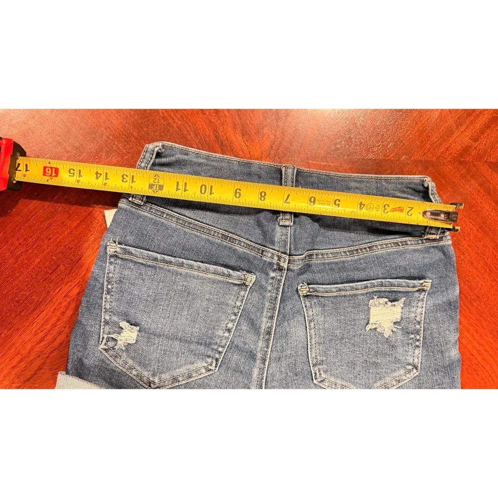 SO‎ Shortie High Rise Distressed Denim Shorts 3 26W Repreve Sustainable NWT